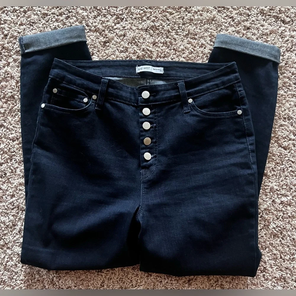Nine West Dark Blue Skinny Jeans - Picture 1 of 5